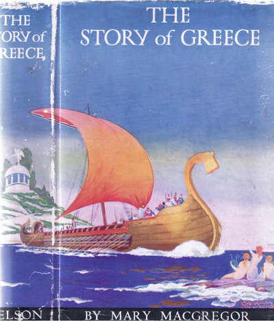 Diseño de la portada, ilustración de La Historia de Grecia, años 1930 de Walter Crane