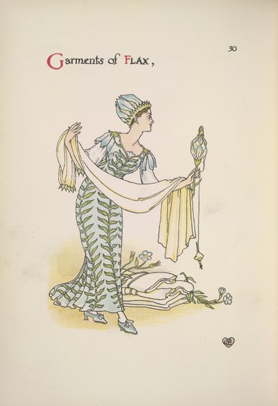 Prendas de lino. Una mujer sosteniendo un chal de Walter Crane