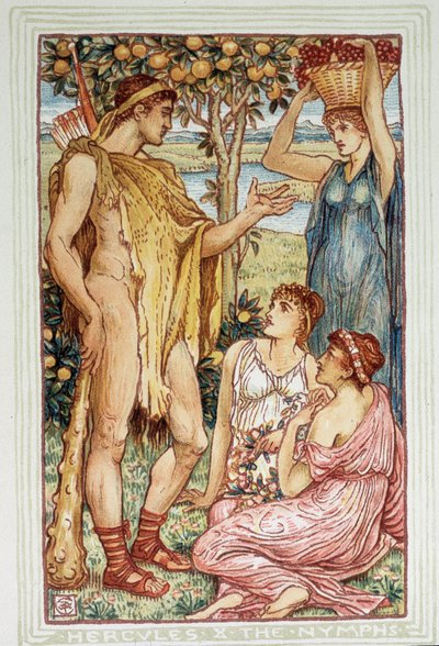 Hércules (Heracles) y las ninfas - en “A wonder book for girls and boys” de Walter Crane de Walter Crane
