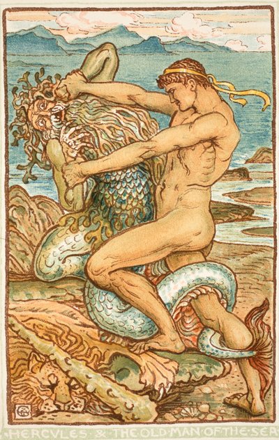 Hércules y el Viejo del Mar, ilustración de 