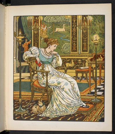 Ilustración del cuento La cierva en el bosque. de Walter Crane