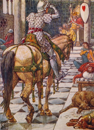 Percival obtiene el Escudo del Corazón Palpitante, 1911 de Walter Crane