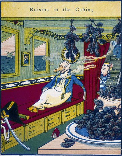 "Grapes in the Cabin", escena en un camarote de barco con un racimo de uvas en primer plano - en "Routledge