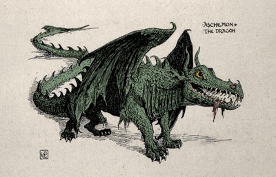 Representación del dragón mitológico Ashchemon (Dibujo de Walter Crane, 1899) de Walter Crane