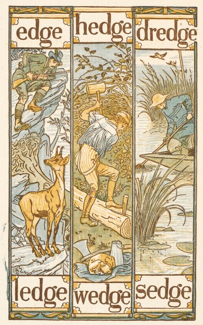 Palabras que riman acabadas en la letra E. La cartilla dorada. de Walter Crane