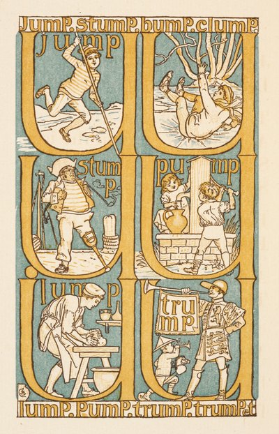 Palabras que riman acabadas en la letra P. Para ilustrar el uso de la letra U. La cartilla dorada. de Walter Crane