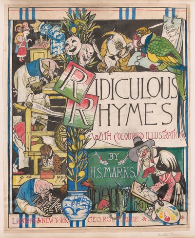 Rimas ridículas, c.1867 (acuarela, tinta, lápiz y gouache sobre papel) de Walter Crane
