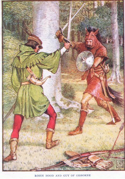 Robin Hood y Guy de Gisborne, c.1920 de Walter Crane