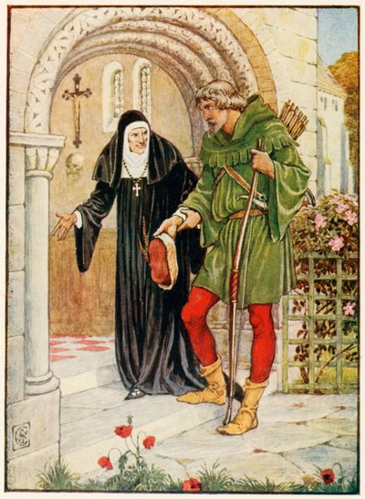 Robin Hood llegando a Kirklees Hall de Walter Crane