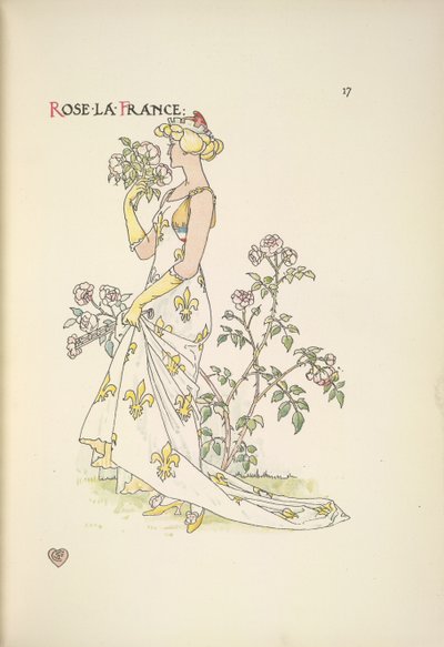 Rose La France. Una joven oliendo un ramo de flores de Walter Crane