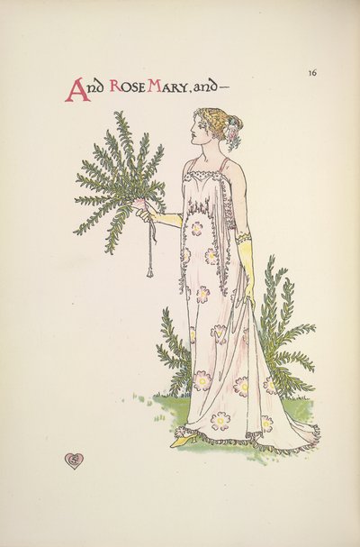 Rosa María. Una joven sosteniendo una planta de Walter Crane