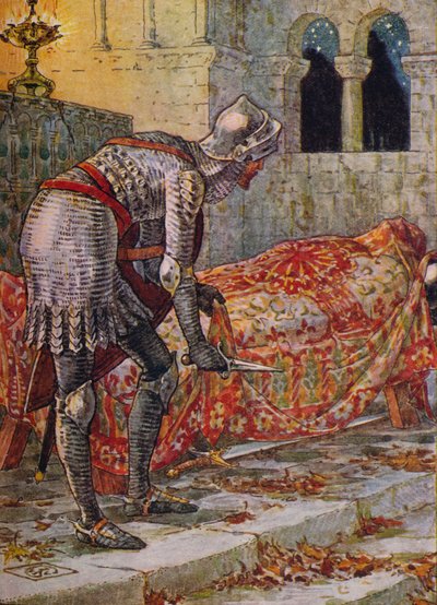 Sir Lancelot en la Capilla Peligrosa de Walter Crane