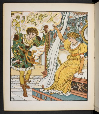 “La hija del rey y el sapo” de Jakob y Wilhelm Grimm (litografía) de Walter Crane