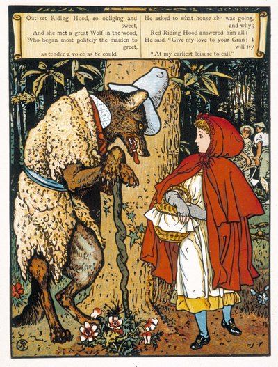 Caperucita Roja (encuentro con el lobo) - por John Lane, Walter Crane