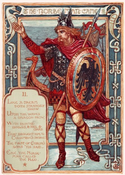 El Noruego. De: Cortejo de Columbia: Una Historia Ilustrada de los Estados Unidos, 1893 de Walter Crane