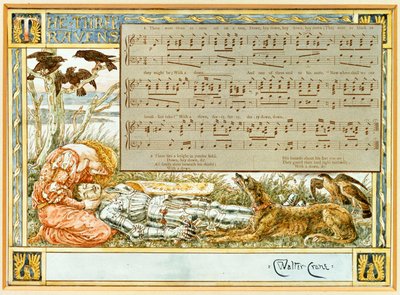 Los Tres Cuervos: Diseño para un Libro de Canciones de Walter Crane