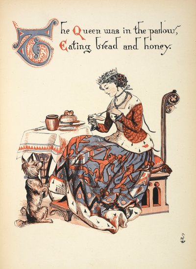 La reina estaba en el salón, comiendo pan y miel. de Walter Crane