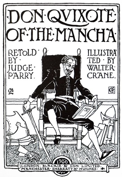 Portada de una edición del siglo XX de "El Quijote". de Walter Crane