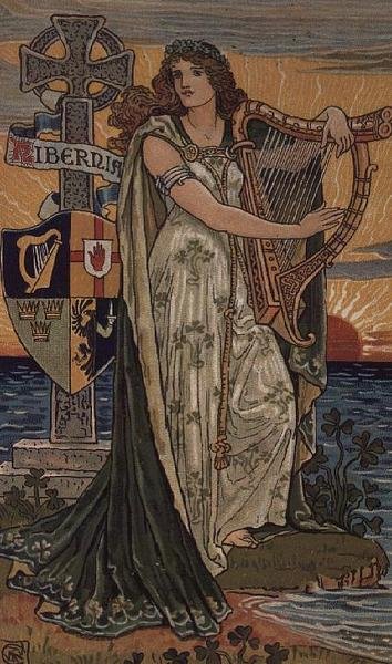 Irlanda Unida, Calendario de 1897, hecho para Royal Ulster Works, Belfast de Walter Crane