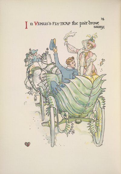 El atrapamoscas de Venus. Una pareja que viaja en coche de caballos de Walter Crane