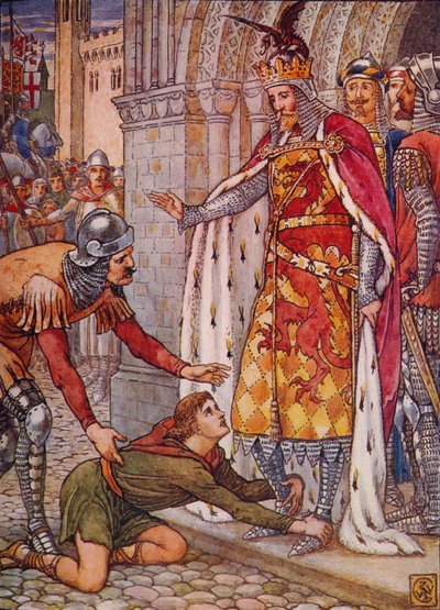 El joven Owen apela al rey, 1911 de Walter Crane