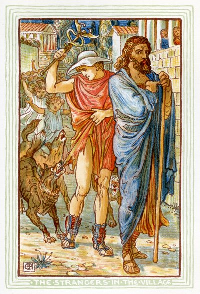 Zeus y Hermes disfrazados de campesinos de Walter Crane