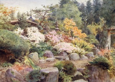 Un jardín de rocas en Nikko, cosmos y arce de Walter Frederick Roofe Tyndale
