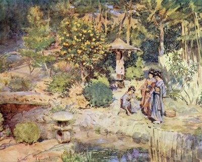 Pescando peces dorados en una fiesta de invierno, Atami de Walter Frederick Roofe Tyndale