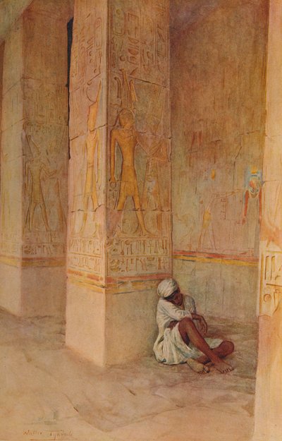 La columnata del nacimiento en el Templo de Hatshepsut, c1905, 1912 de Walter Frederick Roofe Tyndale