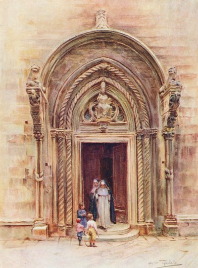 Portada del Duomo de Curzola (litografía en color) de Walter Frederick Roofe Tyndale