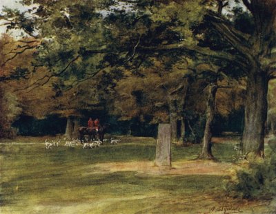 El Nuevo Bosque: la piedra de Rufus (litografía a color) de Walter Frederick Roofe Tyndale