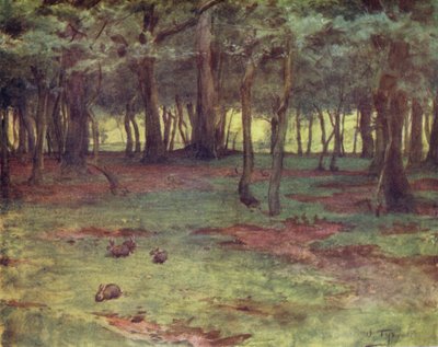 El Nuevo Bosque: los bosques en Setley Plain (litografía a color) de Walter Frederick Roofe Tyndale