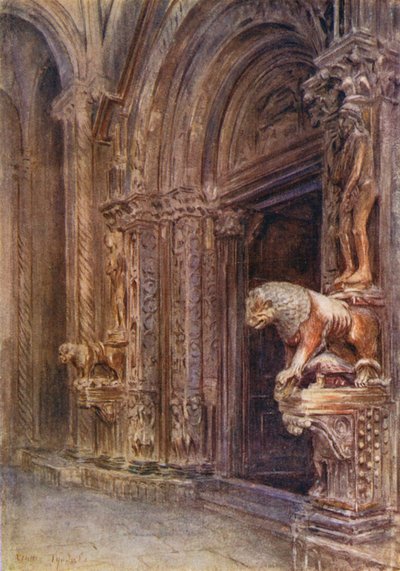 Pórtico del Duomo de Trau (litografía en color) de Walter Frederick Roofe Tyndale