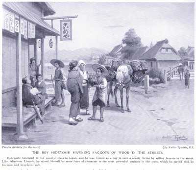 El niño Hideyoshi vendiendo haces de leña en las calles de Walter Frederick Roofe Tyndale