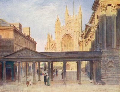 Wessex: Abadía de Bath y sala de bombas (litografía en color) de Walter Frederick Roofe Tyndale