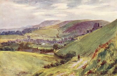 Wessex: Castillo de Corfe desde Nine Barrow Down (litografía en color) de Walter Frederick Roofe Tyndale