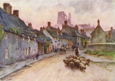 Wessex: Castillo de Corfe desde West Street (litografía en color) de Walter Frederick Roofe Tyndale