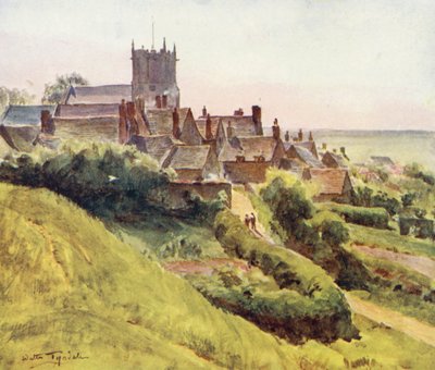Wessex: Corfe desde las laderas del castillo (litografía en color) de Walter Frederick Roofe Tyndale