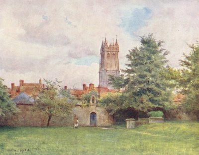 Wessex: Glastonbury Steeple desde los jardines de la abadía (litografía en color) de Walter Frederick Roofe Tyndale
