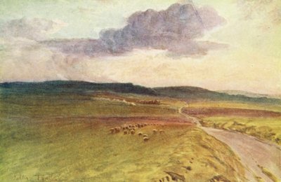Wessex: Cerca del castillo de Maiden, Dorchester (litografía en color) de Walter Frederick Roofe Tyndale