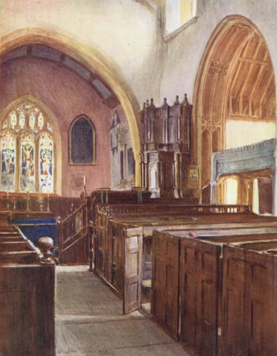 Wessex: Iglesia de Puddletown (litografía en color) de Walter Frederick Roofe Tyndale
