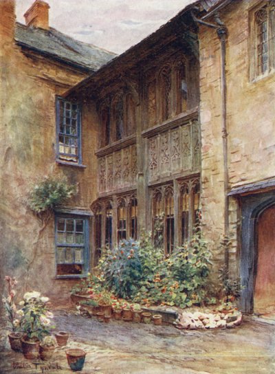 Wessex: El patio del Luttrell Arms, Dunster (litografía en color) de Walter Frederick Roofe Tyndale
