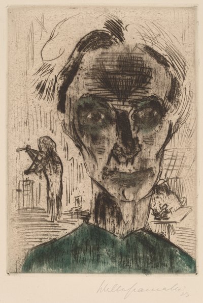 Hombre en una habitación, Autorretrato, 1922-1923 de Walter Gramatte