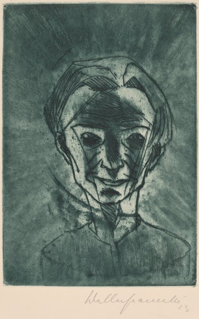Cabeza sonriente, Autorretrato de Walter Gramatte