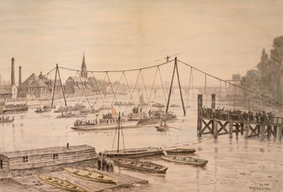 Charles Blondin cruzando el Támesis en una cuerda floja, Londres, antes de 1897 de Walter Greaves