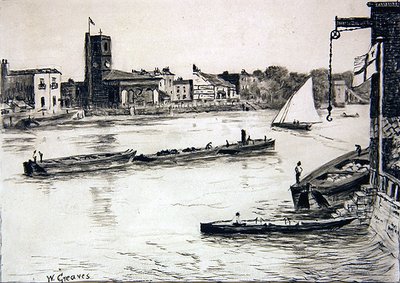 Iglesia vieja de Chelsea desde Battersea de Walter Greaves