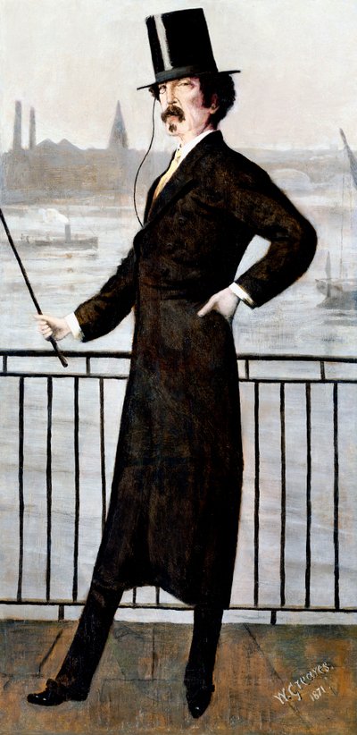 James Abbott McNeill Whistler en el paseo de la viuda en su casa en Lindsey Row, Chelsea, 1871 de Walter Greaves