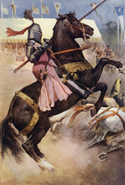 Ilustración para Ivanhoe de Sir Walter Scott (litografia en color) de Walter Grieve