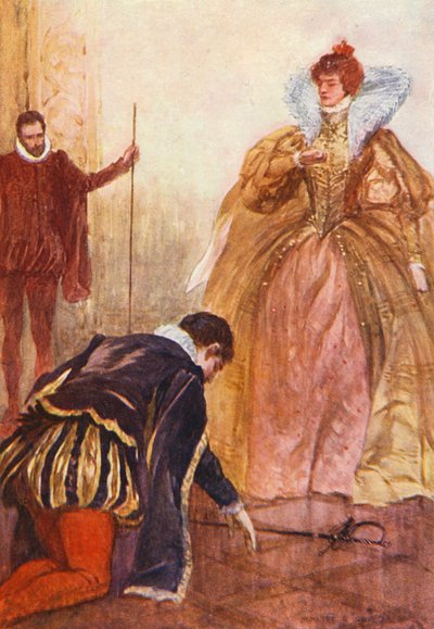Ilustración para Kenilworth de Sir Walter Scott (litografía en color) de Walter Grieve