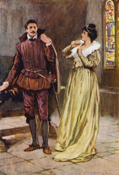 Ilustración para Kenilworth de Sir Walter Scott (litografía en color) de Walter Grieve